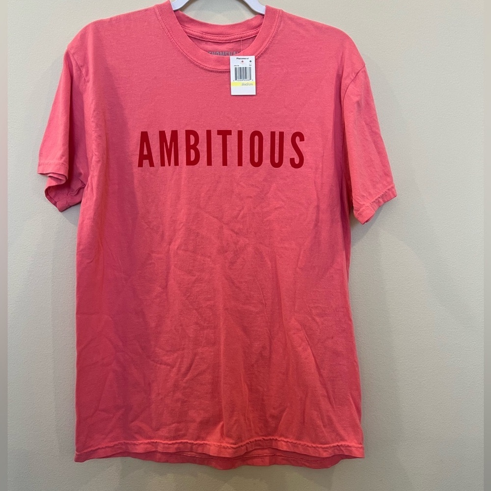 Phenomenal Media short sleeve graphic t-shirt women M‎ top AMBITIOUS pink new